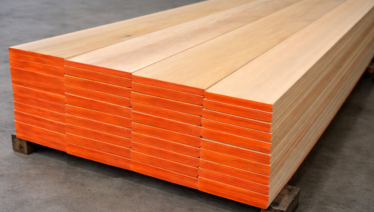 Stack of sanded four sideshardwood ready for shipment.