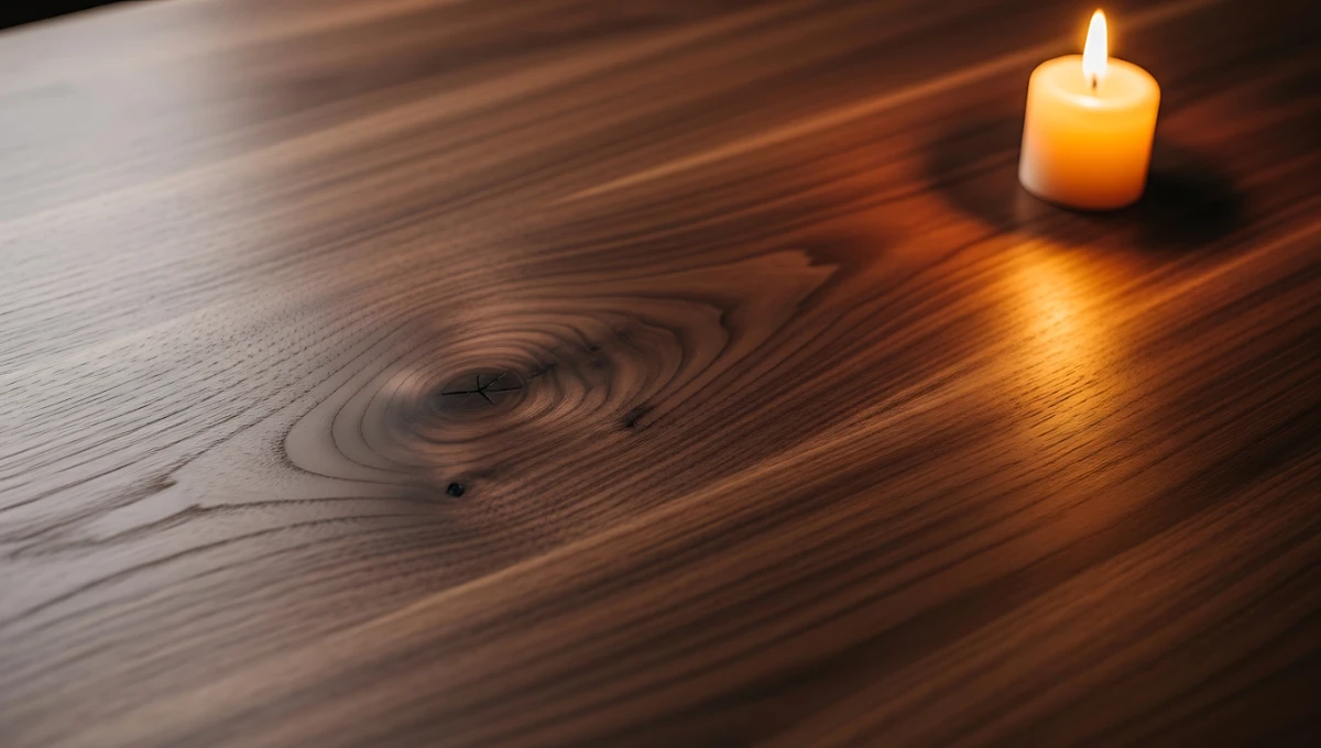 Beautiful Walnut table showing the natural texture and grain lines.