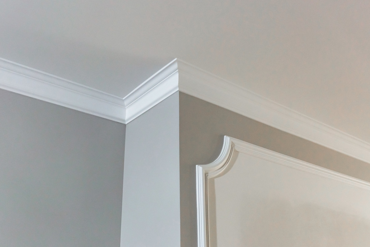 Painted crown moulding installed in residential home.