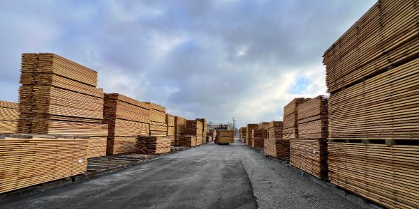 Looking south through the lumber yard.