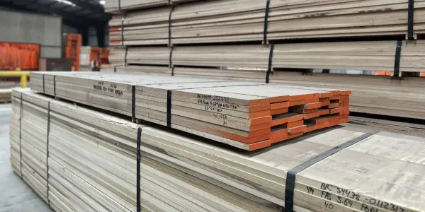 Gang ripped White Oak lumber ready to ship.